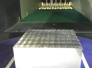 This model was used to test the wind loads when there is no distance between the solar panels and the roof edge.