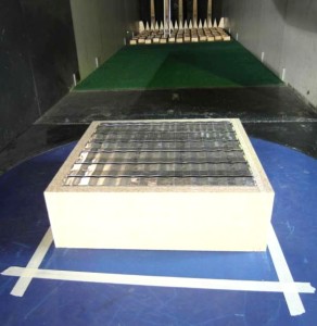 One of the models used in the boundary layer wind tunnel for testing
